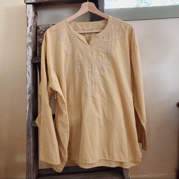 SOLD Vintage Cotton Embroidered Peasant Top - Picture 4 of 7